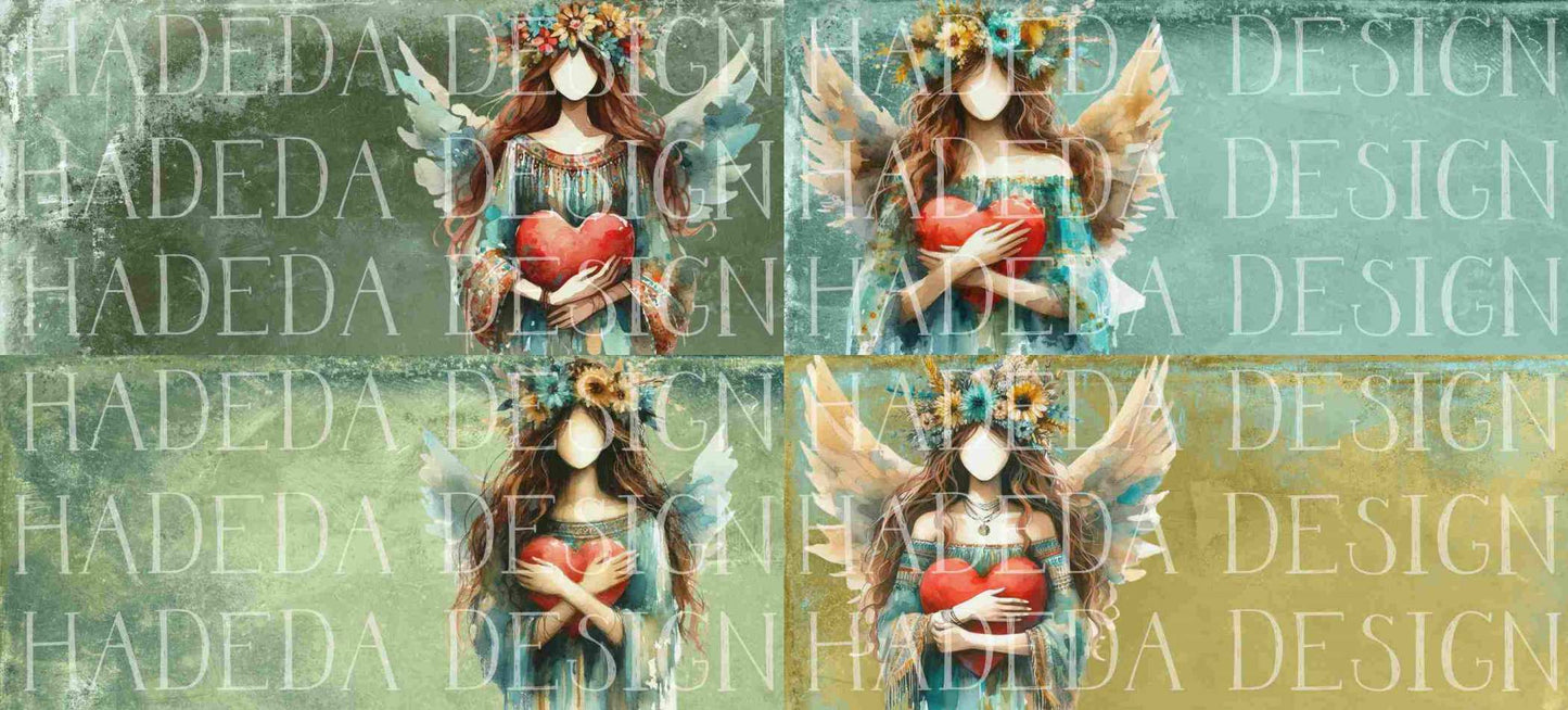 Angels with Heart Turquoise Mugwrap - Sublimation, Digital and DTF Printing