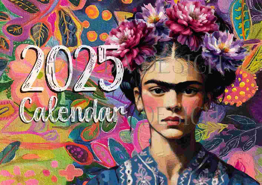 Frida Kahlo Inspired Desk Calendar 2025 English