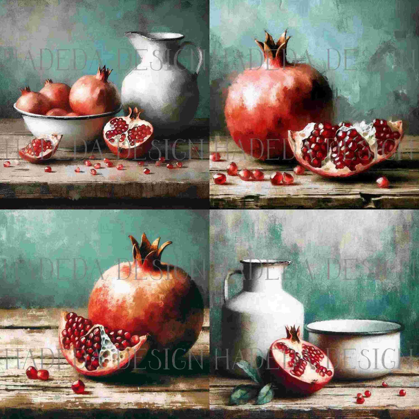 Enamel and Pomegranate Art Block Digital Designs for Sublimation, Canvas, Scrapbooking Paper, Journaling, Mixed Media