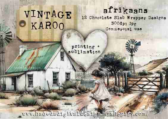 Vintage Karoo CHOCOLATE WRAPPER AFRIKAANS - Sublimation, Digital and DTF Printing, Scrapbooking