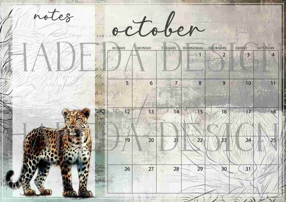 Wildlife Big Five Desk Calendar 2025 English