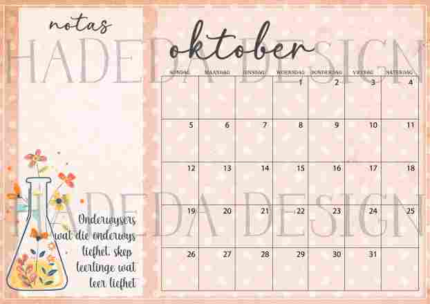 Teacher Desk Calendar 2025 Afrikaans