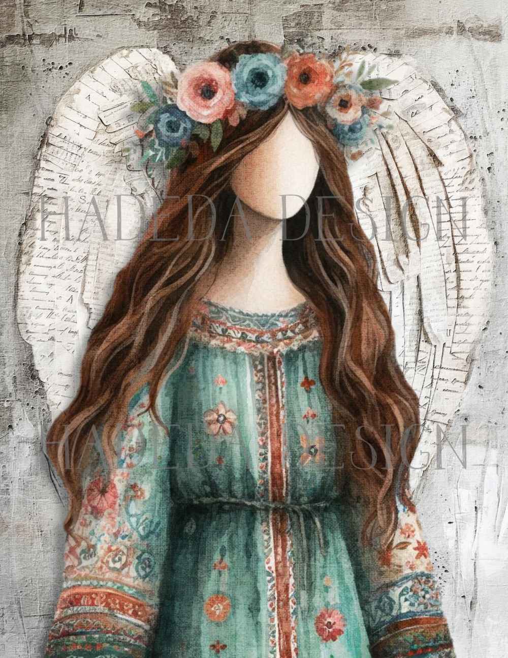 Flower Angels Portrait Digital Designs for Sublimation, Canvas, Scrapbooking Paper, Journaling, Mixed Media