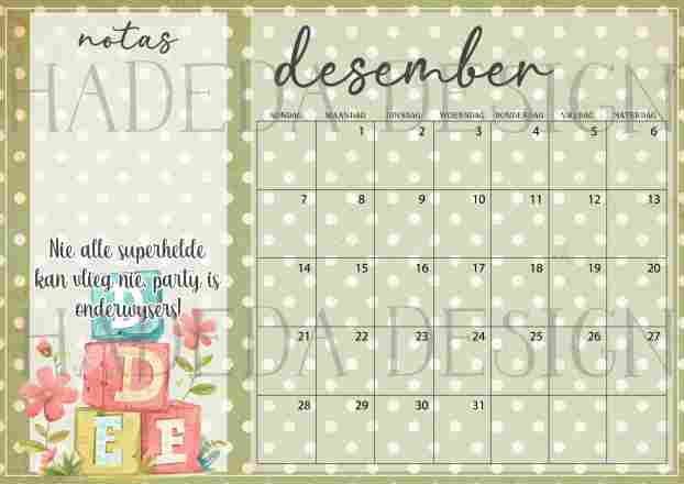 Teacher Desk Calendar 2025 Afrikaans