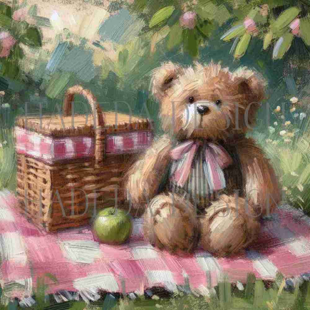 The Teddy Bear Picnic Art Block Digital Designs for Sublimation, Canvas, Scrapbooking Paper, Journaling, Mixed Media