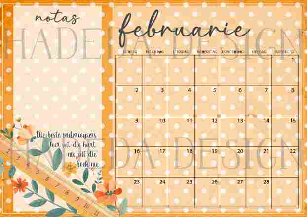 Teacher Desk Calendar 2025 Afrikaans