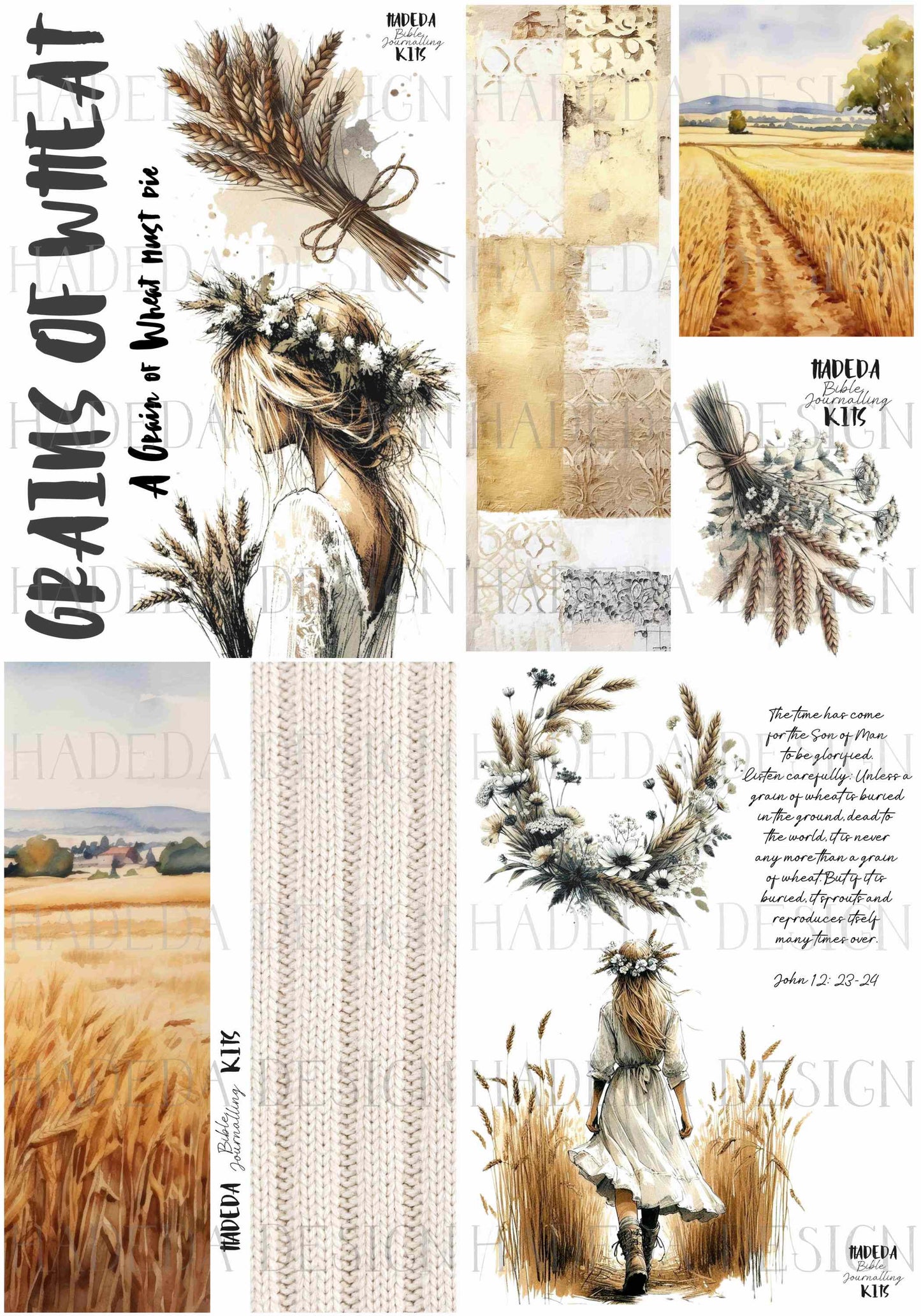 #11 Bible Journaling Printable English - Grains of Wheat John 12:23-24