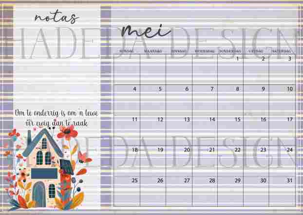 Teacher Desk Calendar 2025 Afrikaans