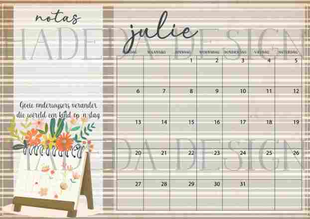 Teacher Desk Calendar 2025 Afrikaans