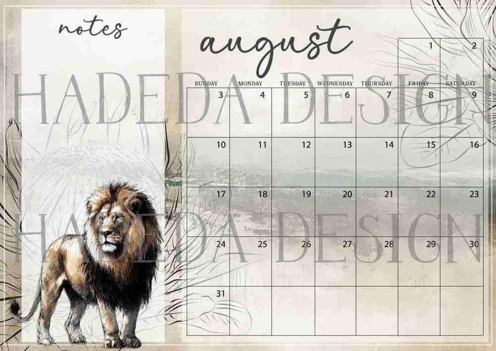 Wildlife Big Five Desk Calendar 2025 English