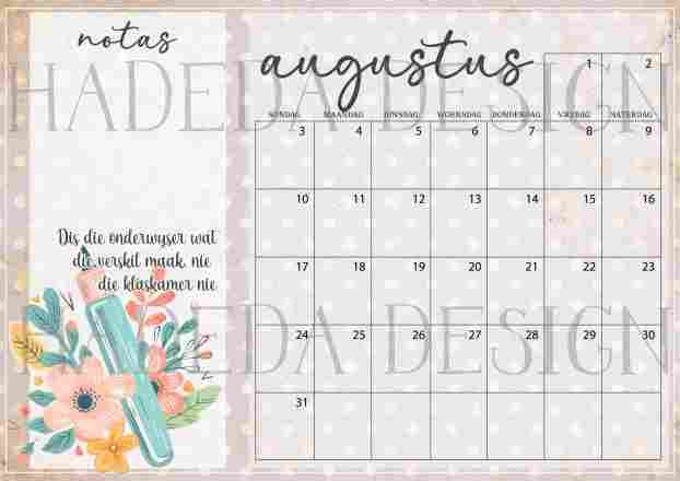 Teacher Desk Calendar 2025 Afrikaans