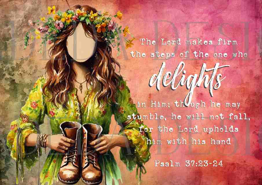 Psalm 37:23-24 Bundle - Girl with Boots - Sublimation, Digital and DTF Printing, Scrapbooking