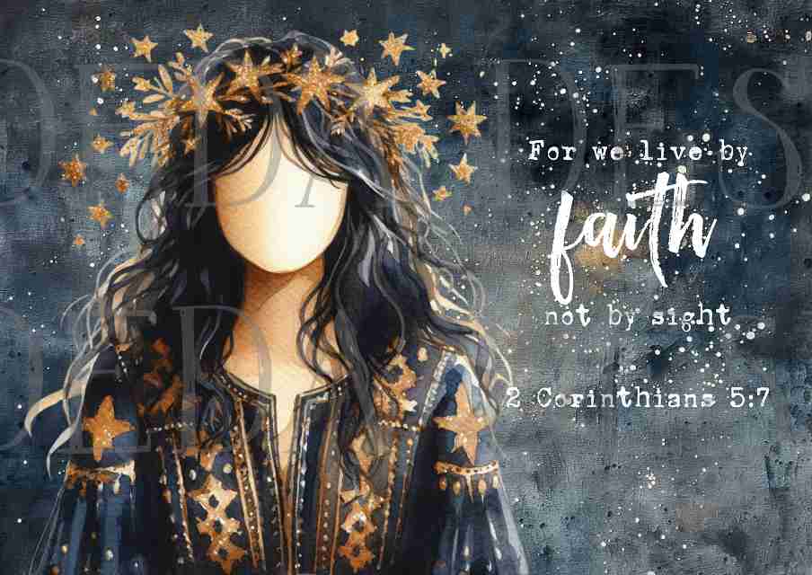 2 Corinthians 5:7 Bundle - Girl with Stars - Sublimation, Digital and DTF Printing, Scrapbooking