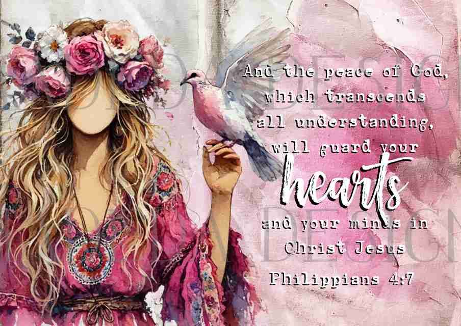 Philippians 4:7 Bundle - Girl with a Dove - Sublimation, Digital and DTF Printing, Scrapbooking