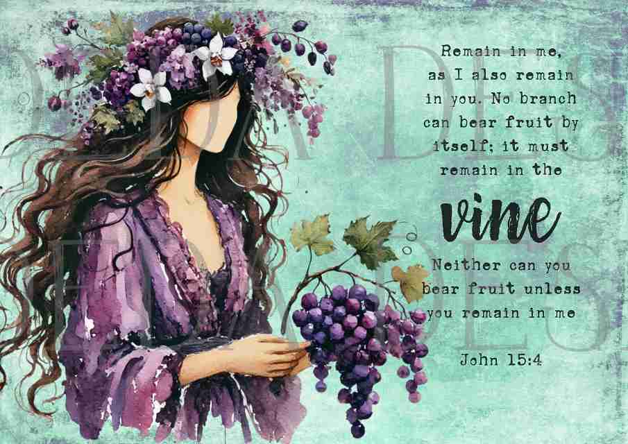 John 15:4 Bundle - Girl with Vine - Sublimation, Digital and DTF Printing, Scrapbooking