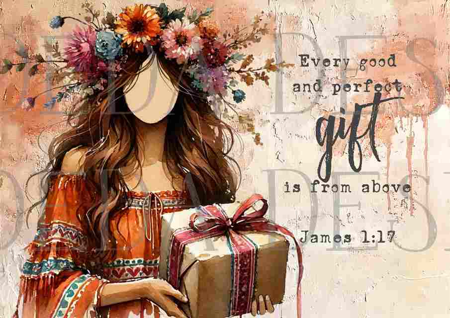 James 1:17 Bundle - Girl with Gift - Sublimation, Digital and DTF Printing, Scrapbooking