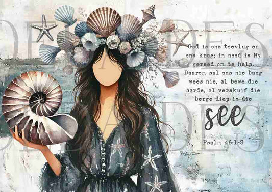 Psalm 46:1-3 Bundle - Girl with Shells - Sublimation, Digital and DTF Printing, Scrapbooking