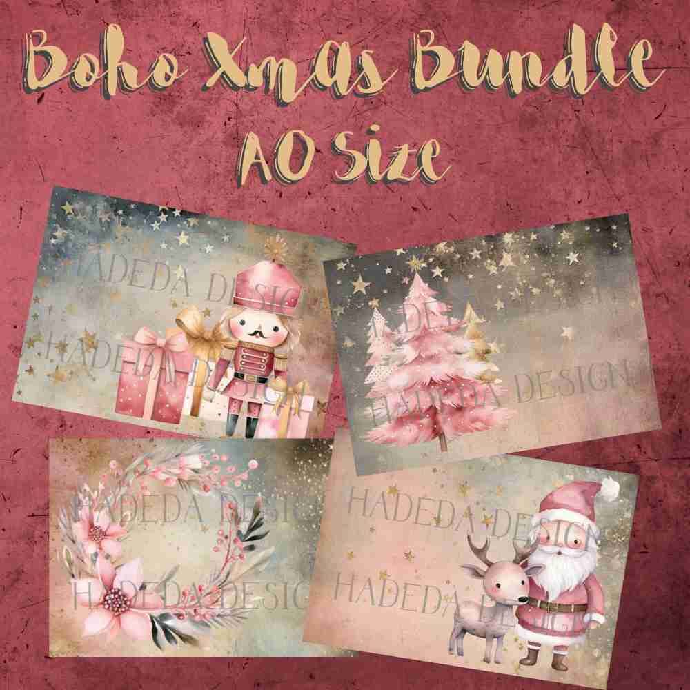 Boho Xmas Bundle - Sublimation, Digital and DTF Printing up to Various Sizes, Scrapbooking, Landscape