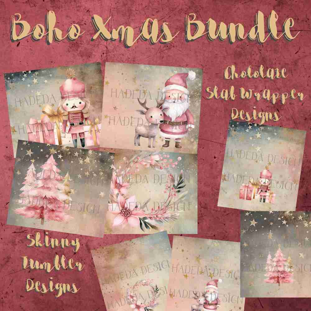 Boho Xmas Bundle - Sublimation, Digital and DTF Printing up to Various Sizes, Scrapbooking, Landscape