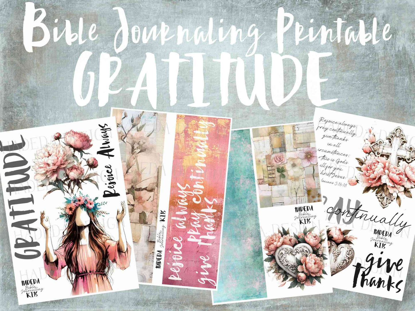 #2 Bible Journaling Printable English - Gratitude 1 Thessalonians 5:16-18