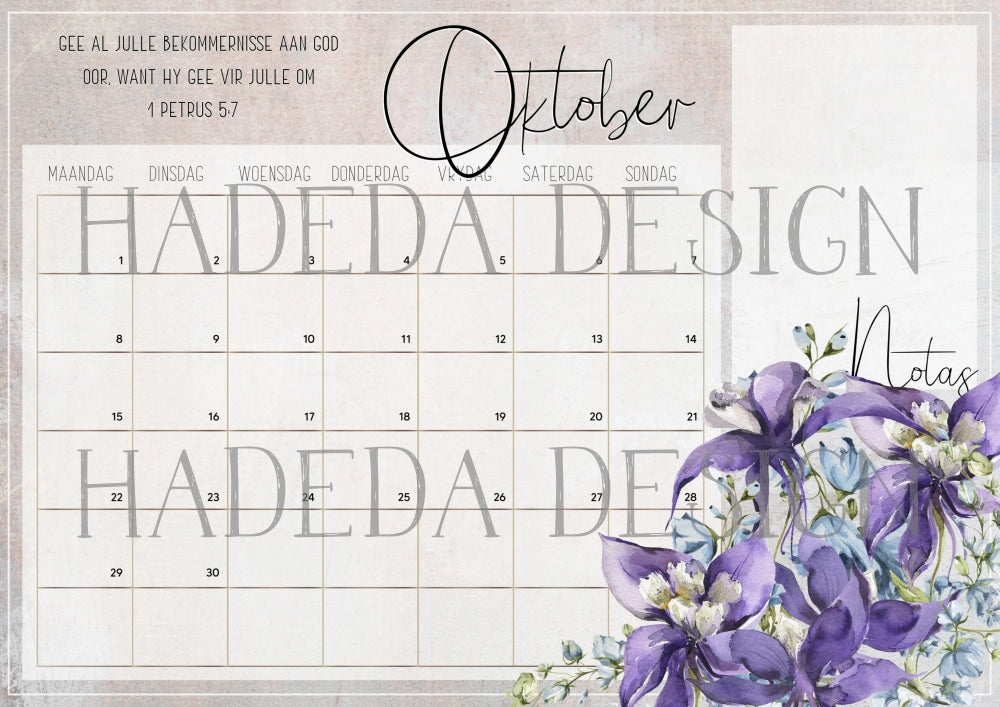 Christian Floral Desk Calendar 2025 Afrikaans