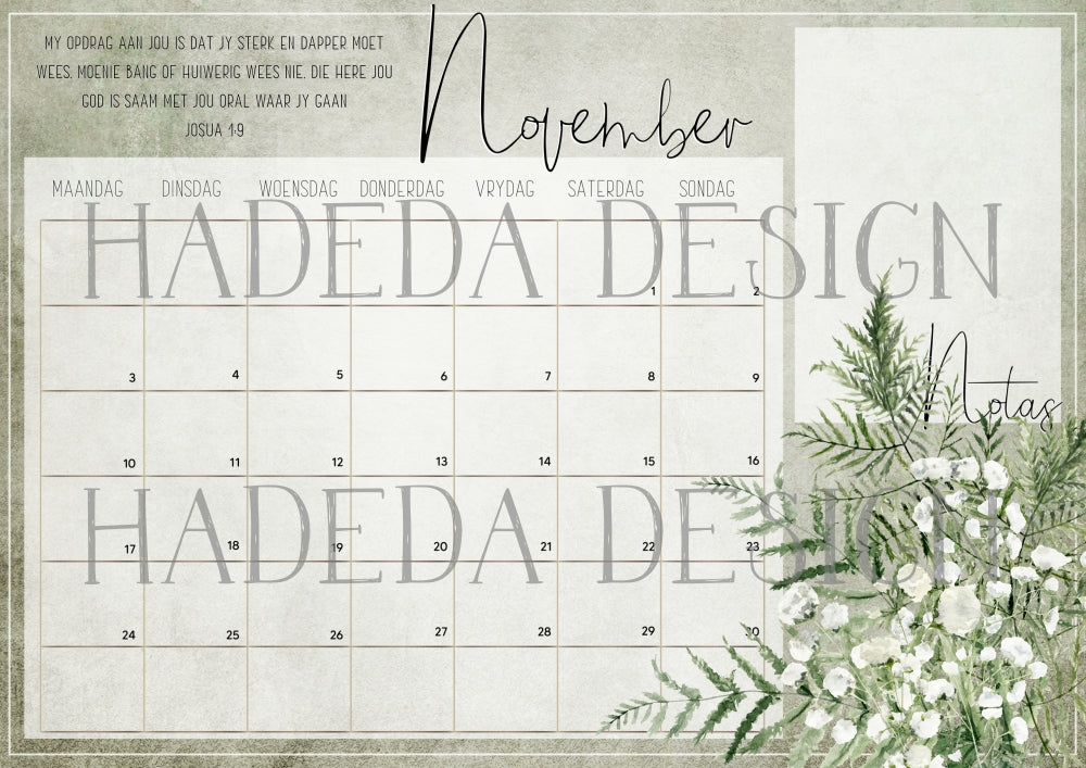 Christian Floral Desk Calendar 2025 Afrikaans