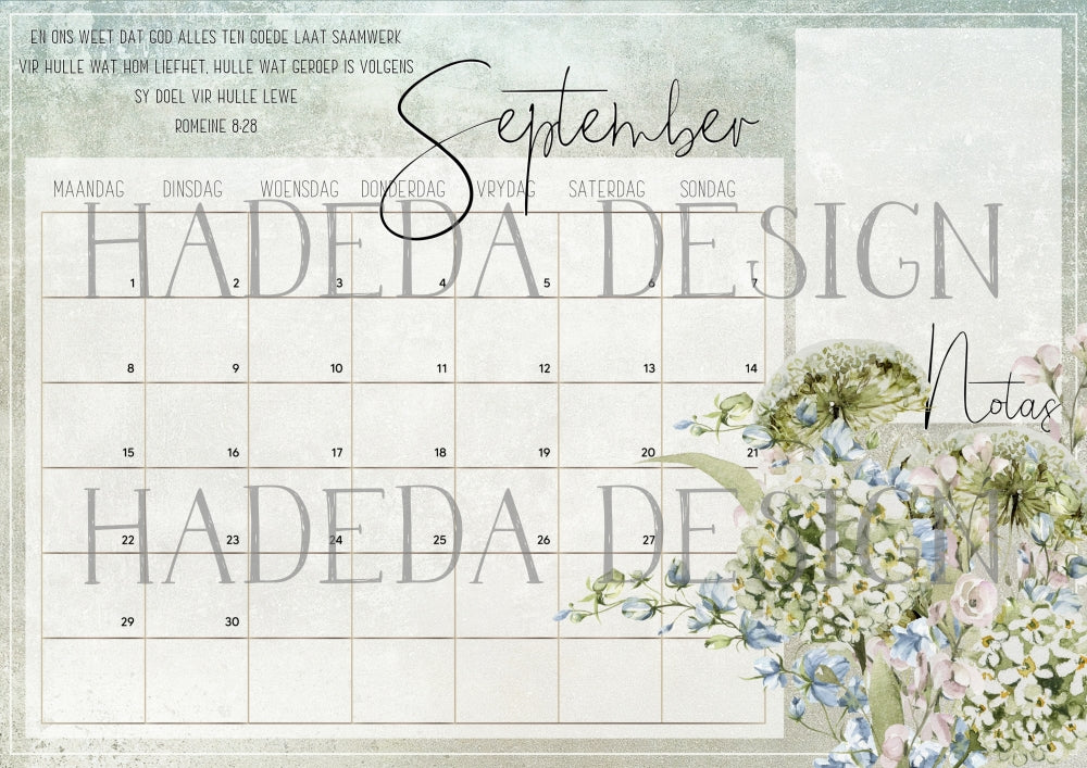 Christian Floral Desk Calendar 2025 Afrikaans