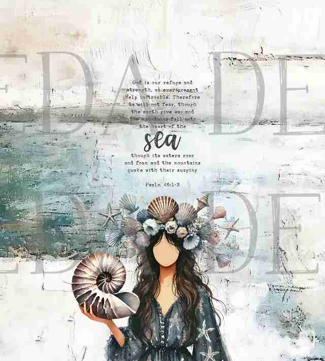 Psalm 46:1-3 Bundle - Girl with Shells - Sublimation, Digital and DTF Printing, Scrapbooking