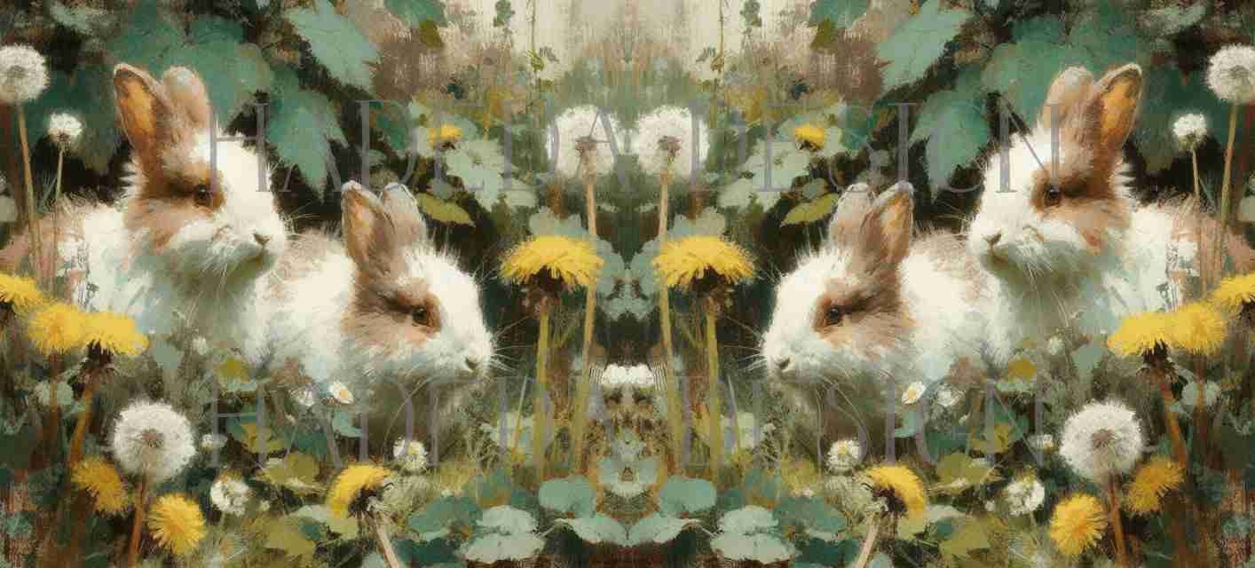 ArtWrap for Mugs Dandelions and Bunnies - Mug Wrap Digital Designs for Sublimation of Standard Mug