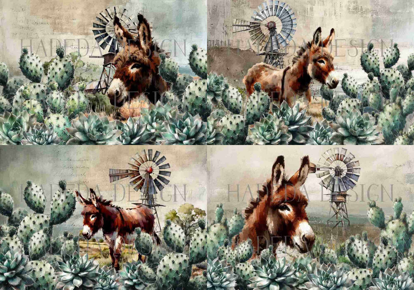 Donkey A0 Sized Digital Designs for Sublimation, Canvas, Scrapbooking Paper, Journaling, Mixed Media (Copy)