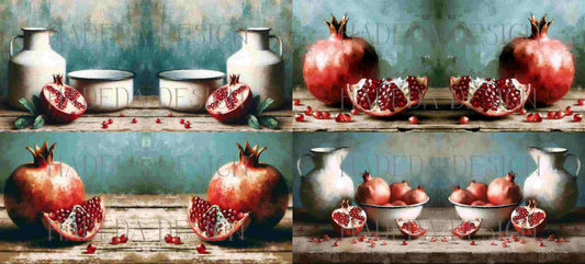 ArtWrap for Mugs Enamel and Pomegranates - Mug Wrap Digital Designs for Sublimation of Standard Mug