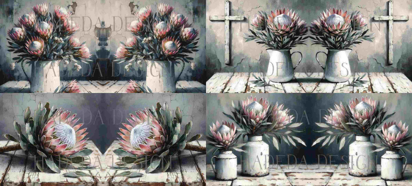 ArtWrap for Mugs Enamel and Protea - Mug Wrap Digital Designs for Sublimation of Standard Mug