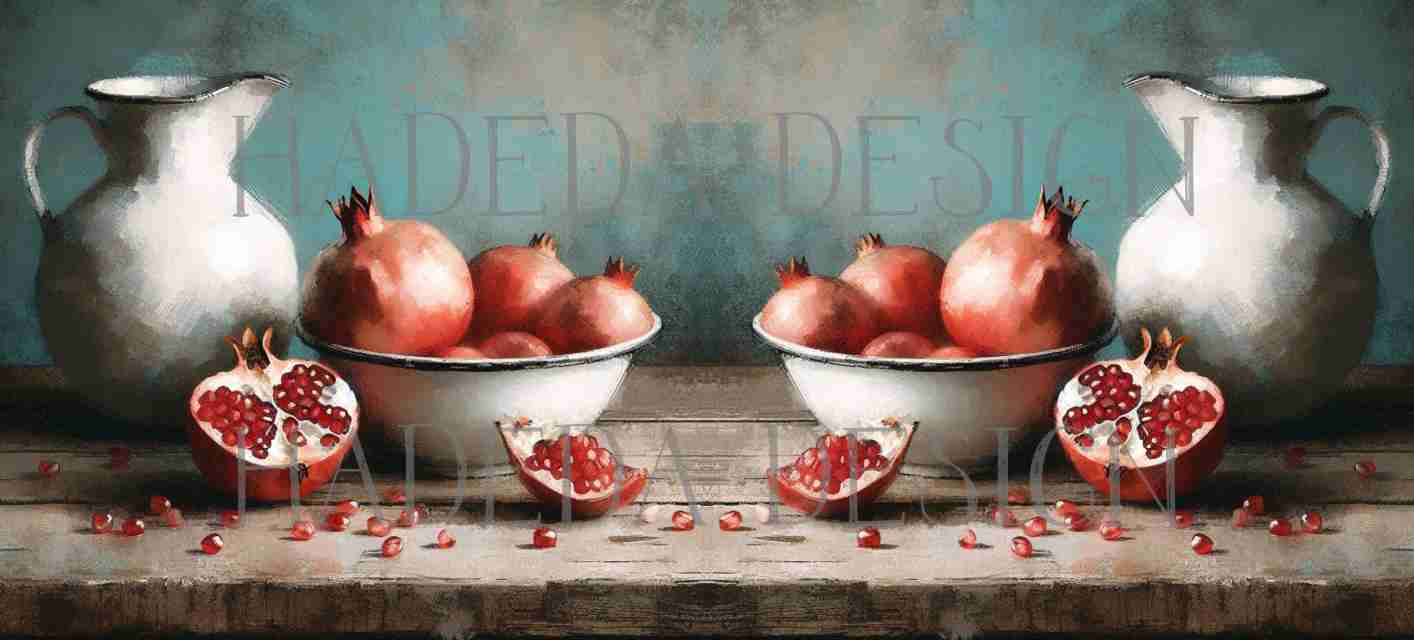 ArtWrap for Mugs Enamel and Pomegranates - Mug Wrap Digital Designs for Sublimation of Standard Mug