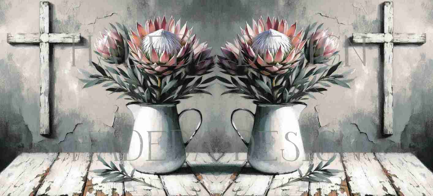 ArtWrap for Mugs Enamel and Protea - Mug Wrap Digital Designs for Sublimation of Standard Mug