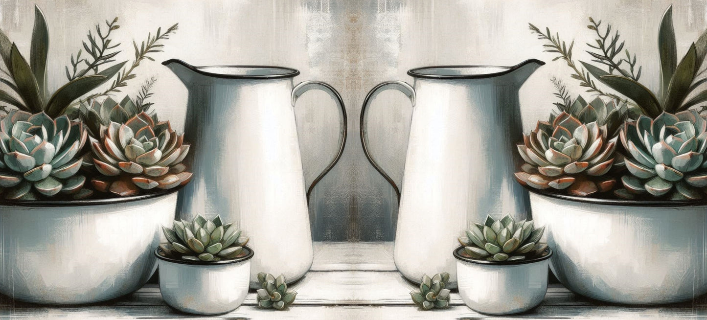 ArtWrap for Mugs Enamel and Succulents - Mug Wrap Digital Designs for Sublimation of Standard Mug