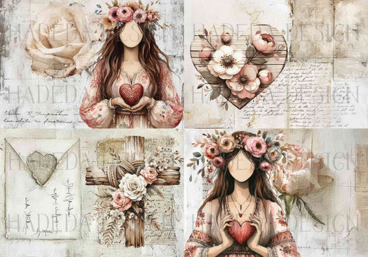 Full Heart A0 Sized Digital Designs for Sublimation, Canvas, Scrapbooking Paper, Journaling, Mixed Media