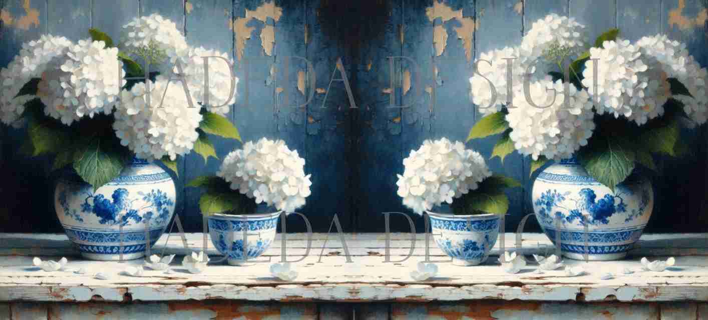 ArtWrap for Mugs Ginger Jars and Hydrangeas - Mug Wrap Digital Designs for Sublimation of Standard Mug