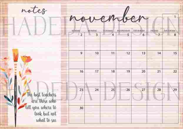 Teacher Desk Calendar 2025 English