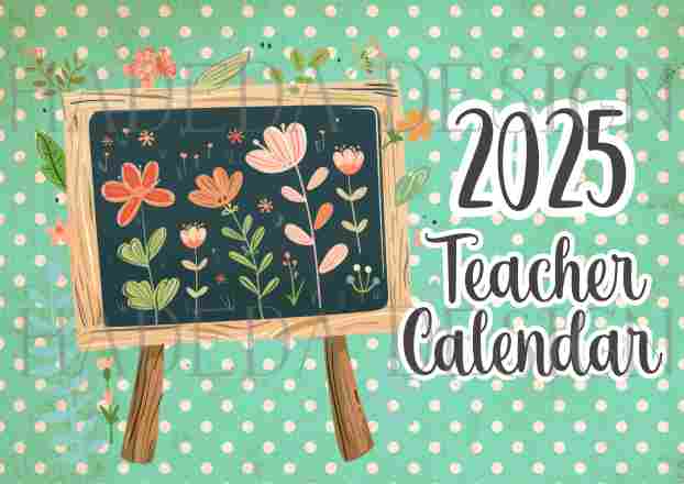 Teacher Desk Calendar 2025 English