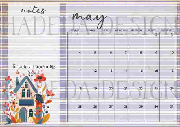 Teacher Desk Calendar 2025 English