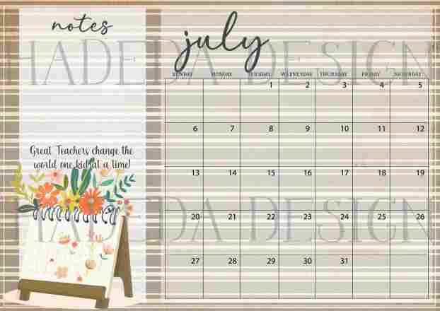 Teacher Desk Calendar 2025 English