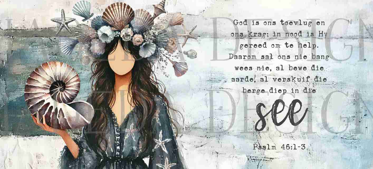 Psalm 46:1-3 Bundle - Girl with Shells - Sublimation, Digital and DTF Printing, Scrapbooking