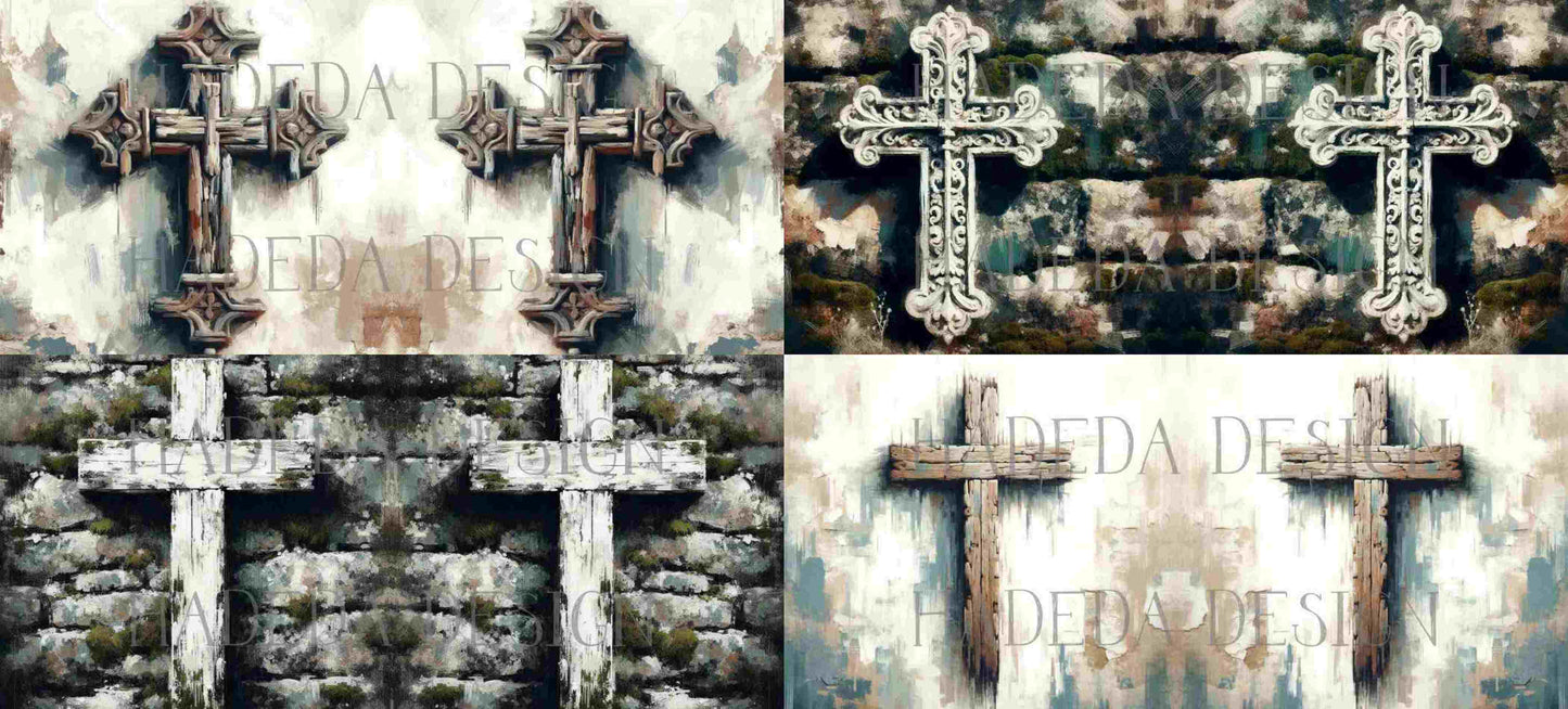 ArtWrap for Mugs Neutral Crosses - Mug Wrap Digital Designs for Sublimation of Standard Mug