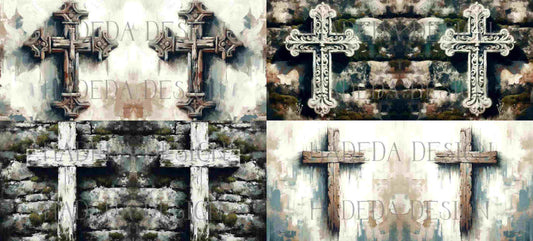 ArtWrap for Mugs Neutral Crosses - Mug Wrap Digital Designs for Sublimation of Standard Mug