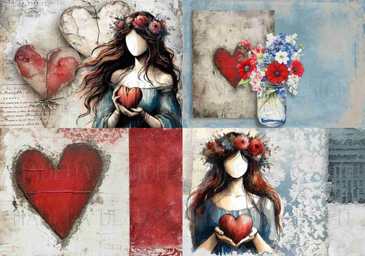 New Heart A0 Sized Digital Designs for Sublimation, Canvas, Scrapbooking Paper, Journaling, Mixed Media