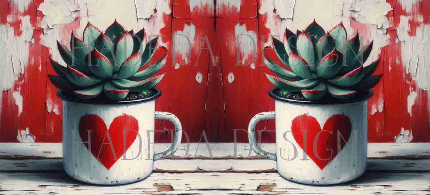 ArtWrap for Mugs Rustic Cups Red - Mug Wrap Digital Designs for Sublimation of Standard Mug