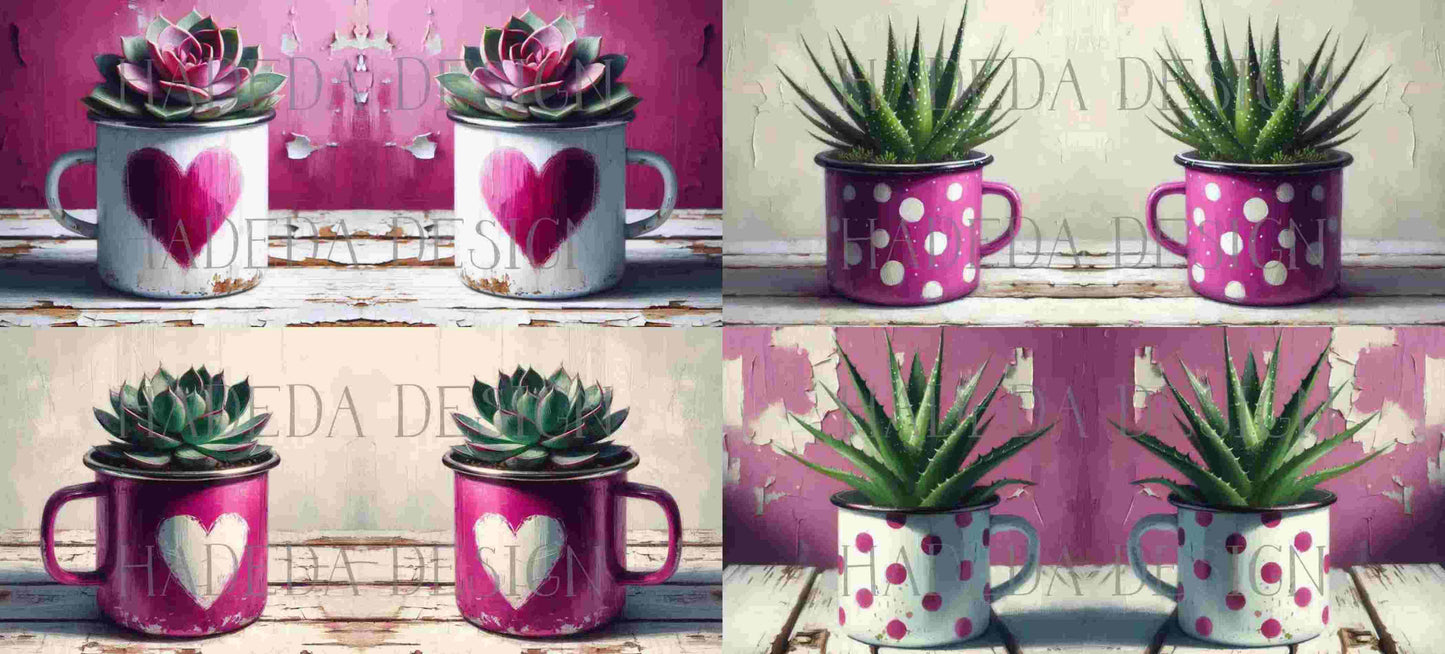 ArtWrap for Mugs Rustic Cups Pink - Mug Wrap Digital Designs for Sublimation of Standard Mug