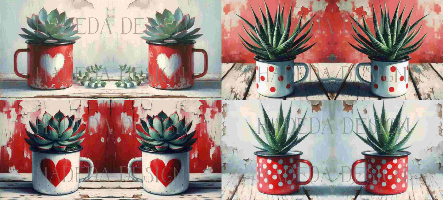 ArtWrap for Mugs Rustic Cups Red - Mug Wrap Digital Designs for Sublimation of Standard Mug