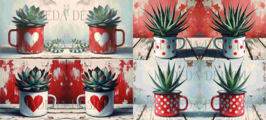 ArtWrap for Mugs Rustic Cups Red - Mug Wrap Digital Designs for Sublimation of Standard Mug