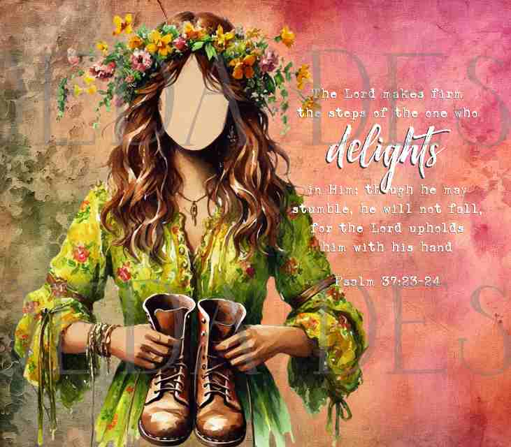 Psalm 37:23-24 Bundle - Girl with Boots - Sublimation, Digital and DTF Printing, Scrapbooking